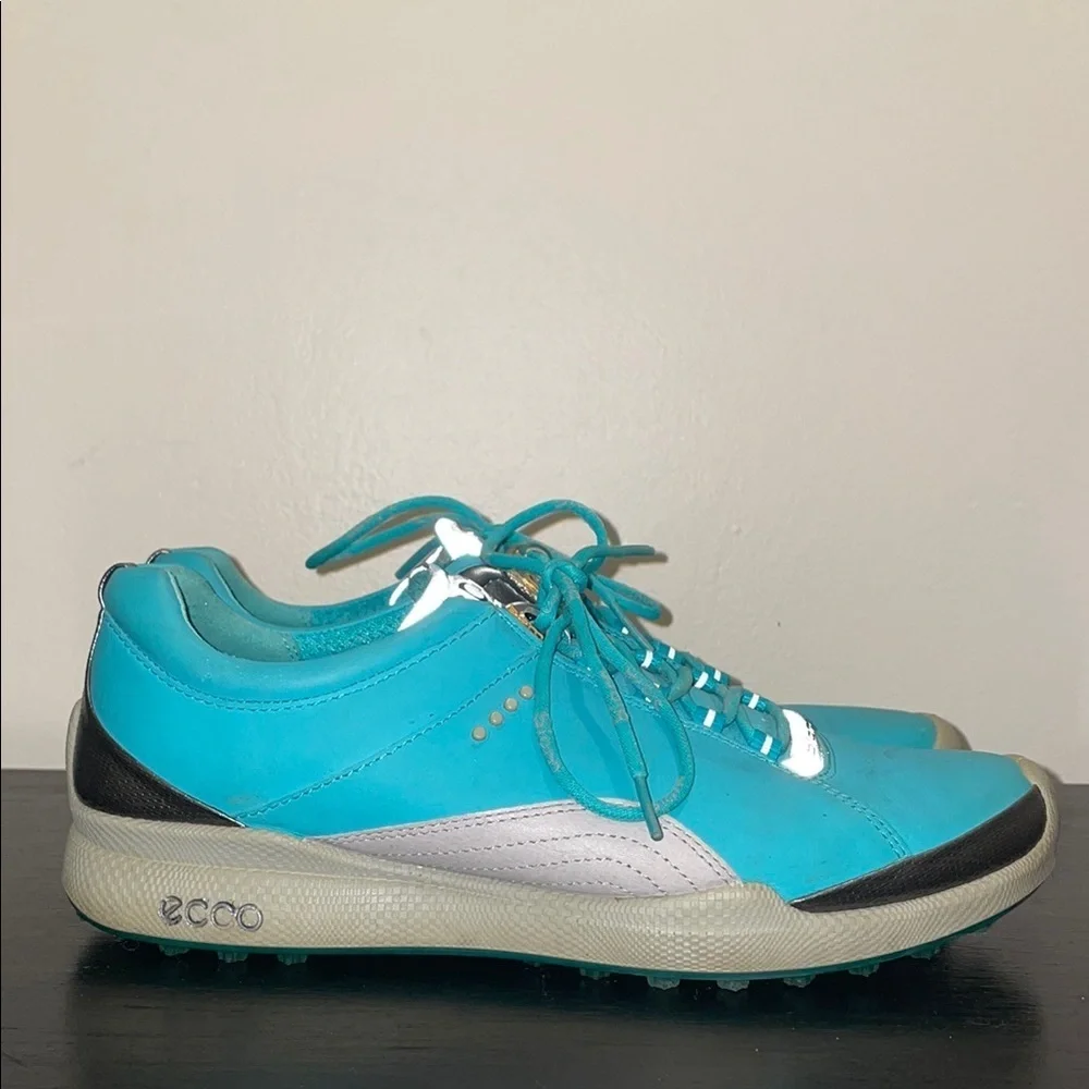 ECCO‎ Natural Motion Biom Teal Spikeless Golf Shoes.  Size 40.  Leather.